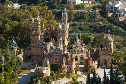 View of Colomares Castle in Benalmadena village, Malaga, Spain