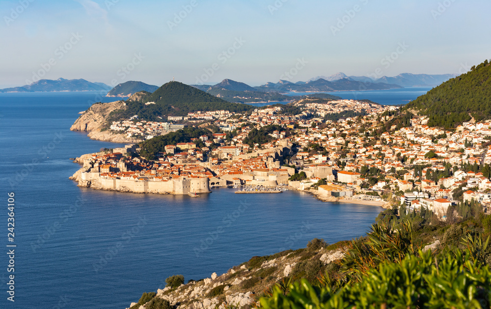 View of Dubrovnik bay and city