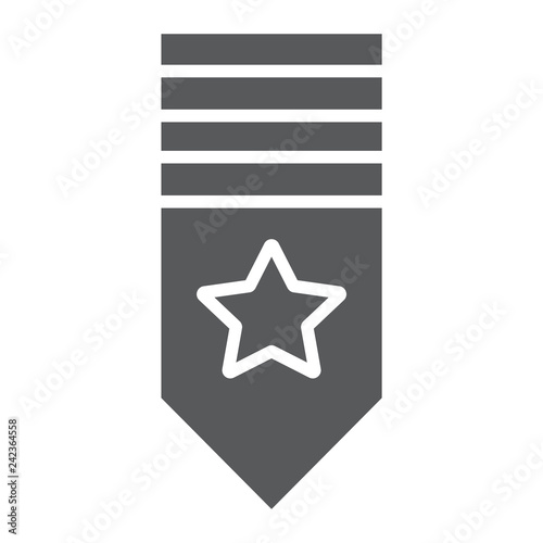 Rank shoulder glyph icon, badge and army, epaulette sign, vector graphics, a solid pattern on a white background.