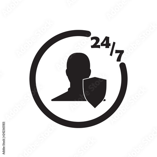 247 insurance icon black vector design illustration