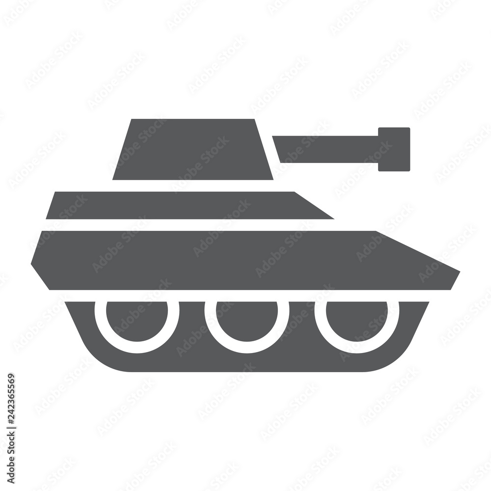 Military tank glyph icon, war and army, vehicle sign, vector graphics, a solid pattern on a white background. Military tank glyph icon, war and army, vehicle sign, vector graphics, a solid pattern on a white background.