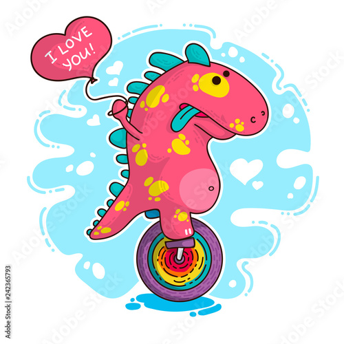 Vector illustration about Dinozaur in love