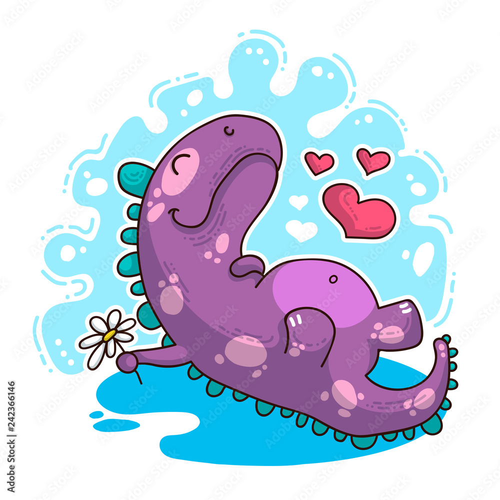 Fototapeta Vector illustration about Dinozaur in love