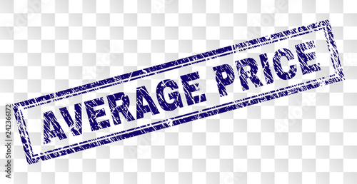 AVERAGE PRICE stamp seal print with rubber print style and double framed rectangle shape. Stamp is placed on a transparent background.