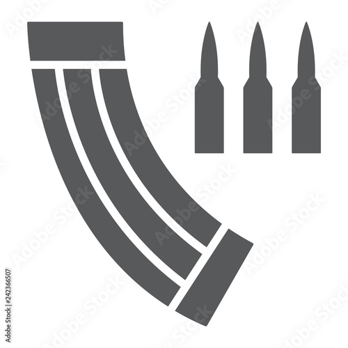 Ammunition magazine glyph icon, army and military, weapon sign, vector graphics, a solid pattern on a white background.