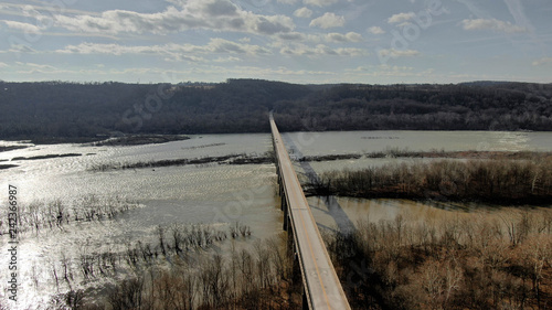 Aerial view Norman-wood Bridge over the Susquehanna river in Holtwood PA photo