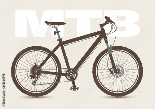 MTB Bicycle isolated and monochrome. Silhouette. Vector illustration.