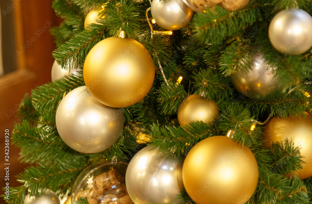 Traditional christmas or new year decorated fir tree Traditional christmas or new year decorated fir tree