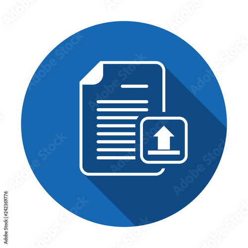 Upload documentation vector. Document file internet page upload icon. Vector icon photo