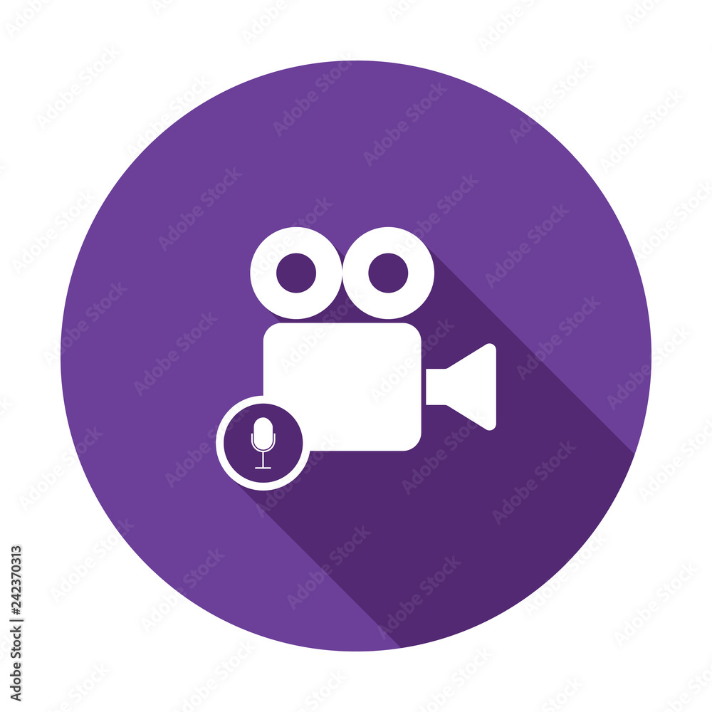 Cam camera film movie record sound voice icon. Vector illustration