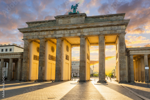 The Brandenburg Gate in Berlin at amazing sunrise  Germany