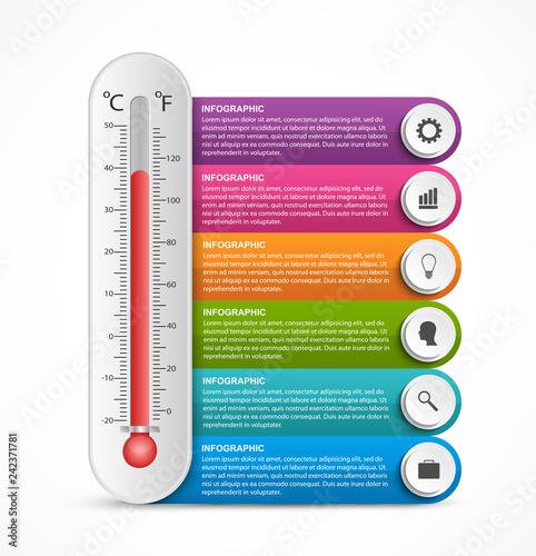 Infographics thermometer design template. Vector illustration.