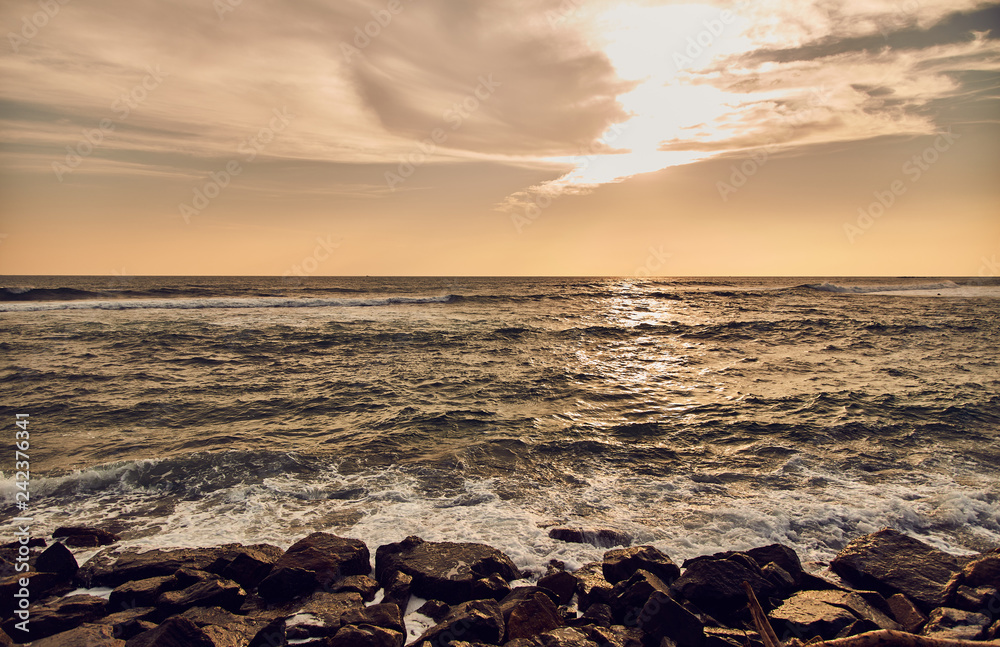 Beach in Sri Lanka. Indian ocean. Sunset. The City Of Midigama Beach in Sri Lanka. Indian ocean. Sunset. The City Of Midigama