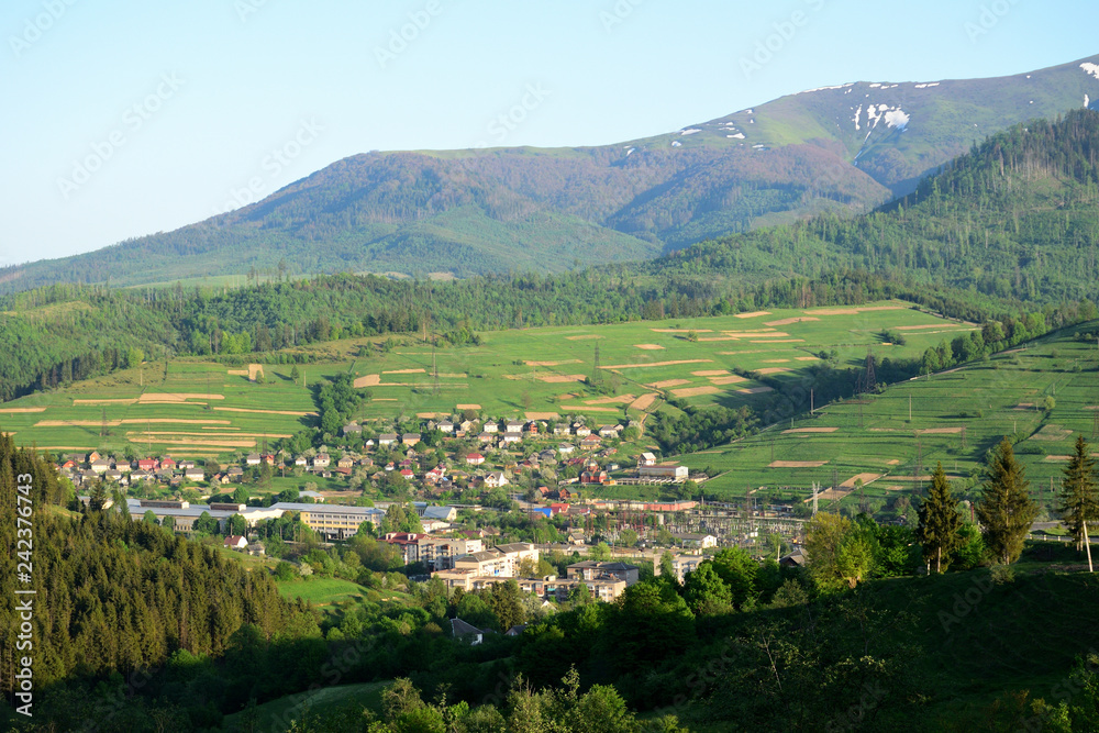 Village in the mountains of the Carpathians