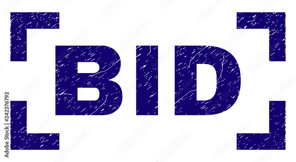 BID text seal print with corroded texture. Text caption is placed inside corners. Blue vector rubber print of BID with dust texture. BID text seal print with corroded texture. Text caption is placed inside corners. Blue vector rubber print of BID with dust texture.