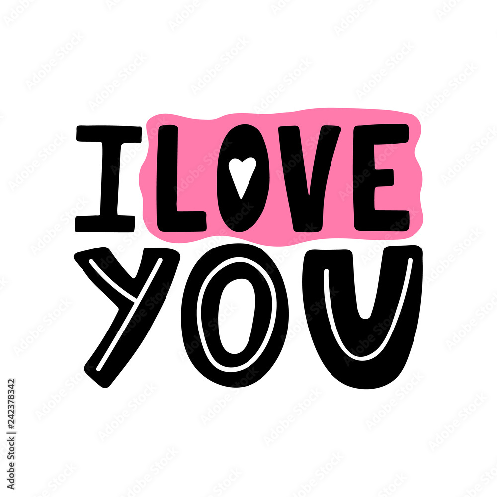 I love you-hand drawn romantic quote. Valentines Day card. Doodle modern printable design for greeting cards, tattoo, invitations, t-shirt. Vector illustration I love you-hand drawn romantic quote. Valentines Day card. Doodle modern printable design for greeting cards, tattoo, invitations, t-shirt. Vector illustration