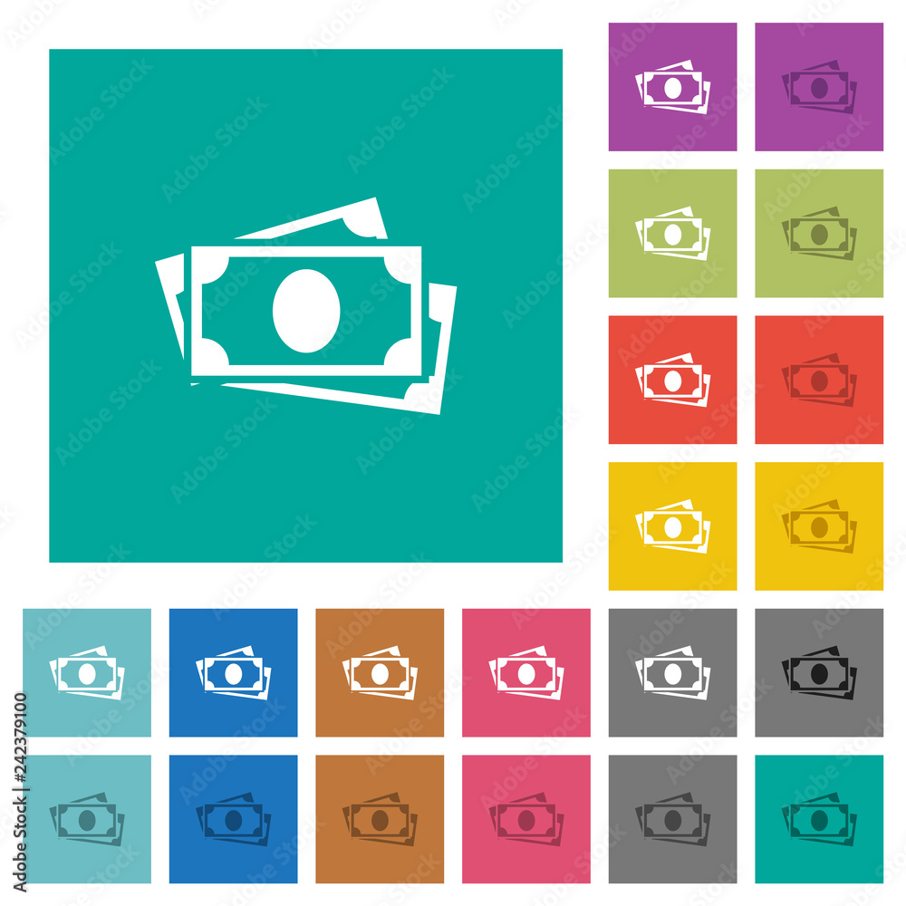 Fototapeta premium More banknotes square flat multi colored icons