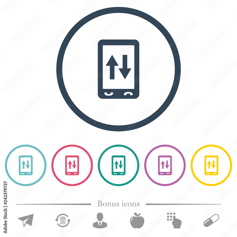 Mobile data traffic flat color icons in round outlines Mobile data traffic flat color icons in round outlines