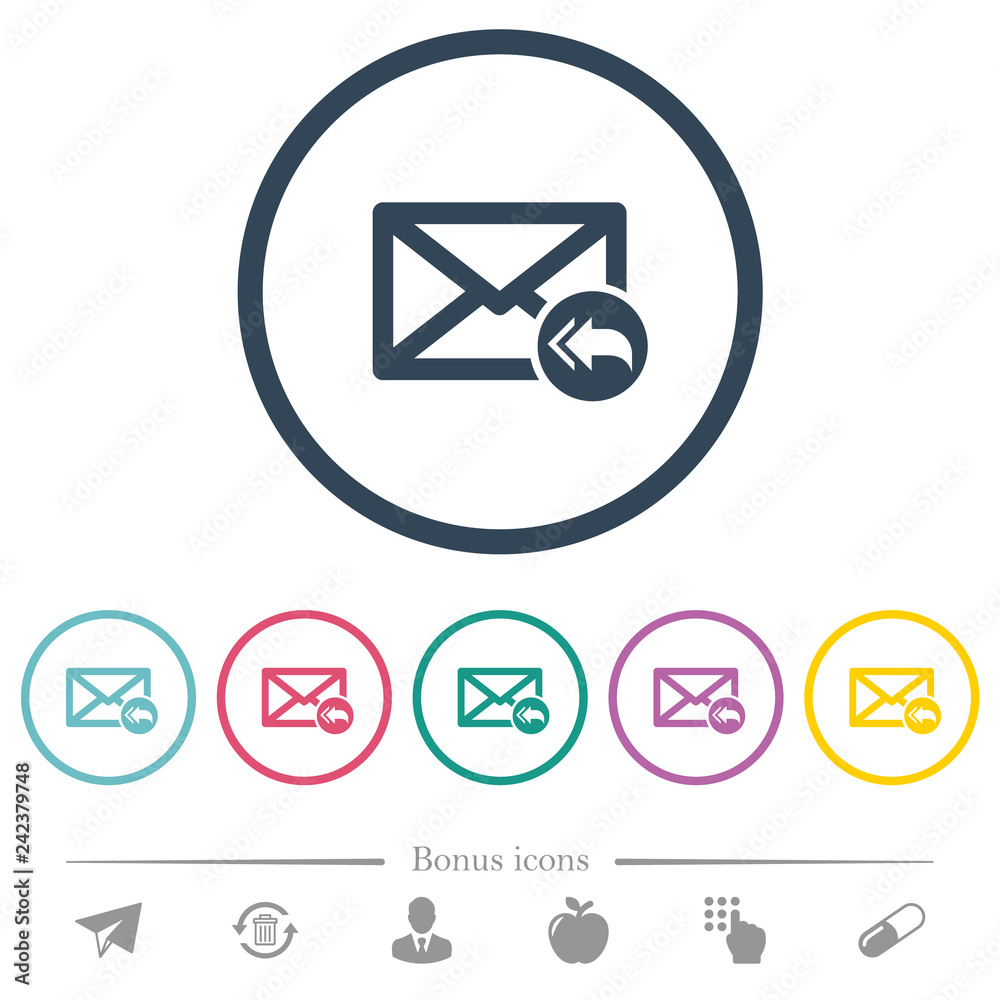 Mail reply to all recipient flat color icons in round outlines Mail reply to all recipient flat color icons in round outlines