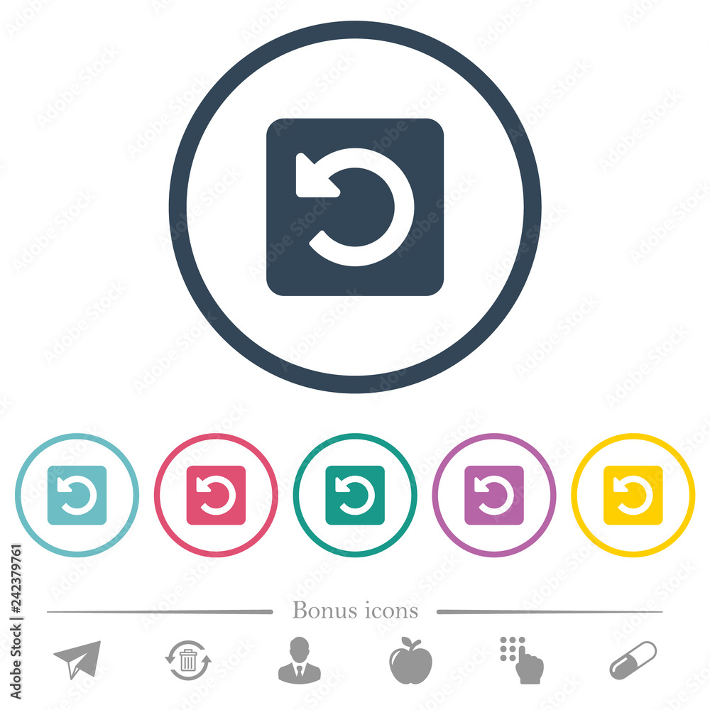 Rotate left flat color icons in round outlines Rotate left flat color icons in round outlines
