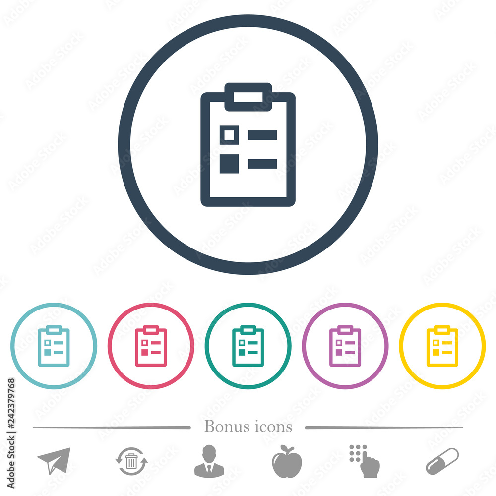 Survey flat color icons in round outlines Survey flat color icons in round outlines