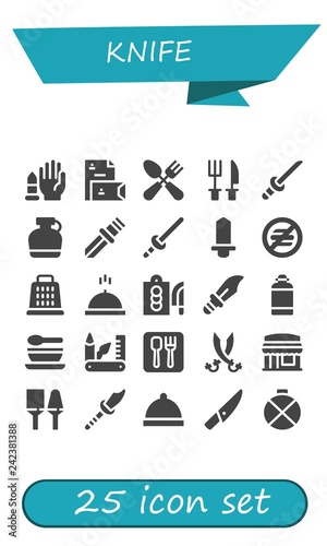 Vector icons pack of 25 filled knife icons