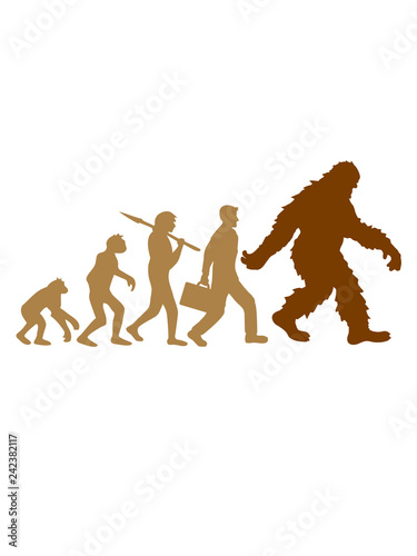 mensch evolution gehender laufender seitlich bigfoot silhouette comic yeti monster cartoon affe gro   fabeltier schnee wei   menschenaffe lustig riese berge winter clipart design