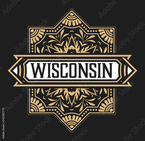 Vintage label with floral elements