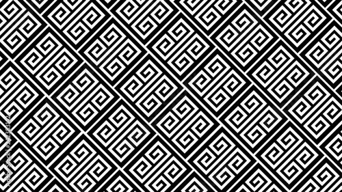 Black and white animated background featuring a seamless Greek style pattern sliding across screen
