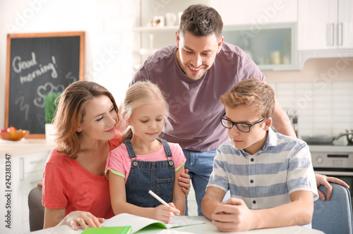 Children with parents doing...