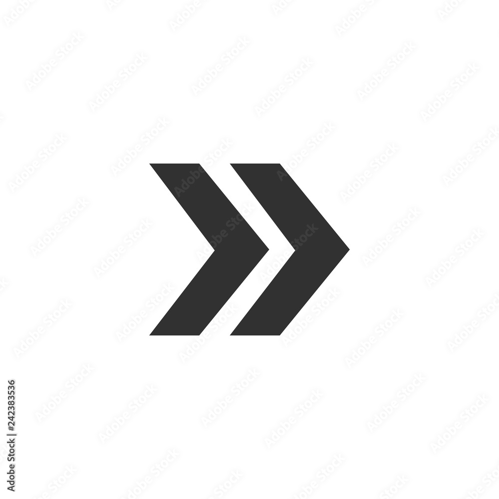 icon of double right rectangular arrow. vector illustration isolated on white background. icon of double right rectangular arrow. vector illustration isolated on white background.