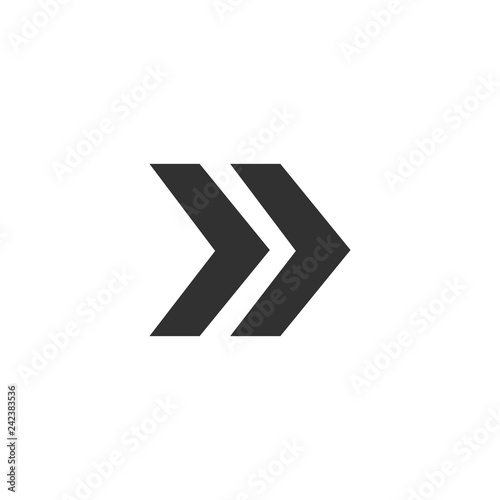 icon of double right rectangular arrow. vector illustration isolated on white background.