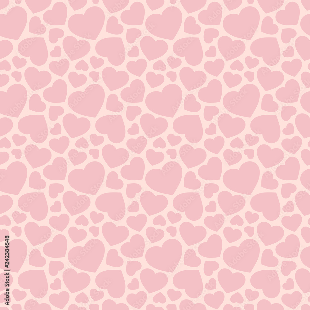 Love romantic seamless pattern with tiny pink hearts. Valentines day background