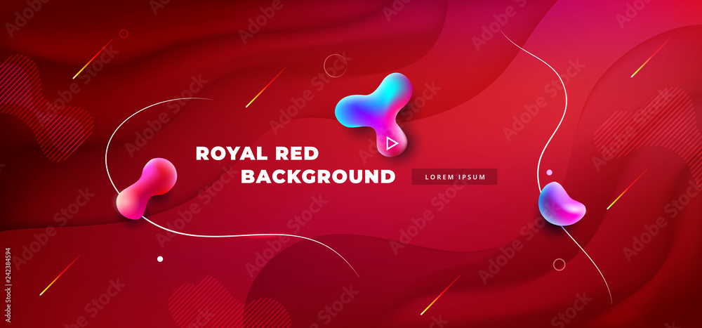 Liquid red color background design. Fluid red gradient shapes composition. Futuristic design posters. Eps10 vector.