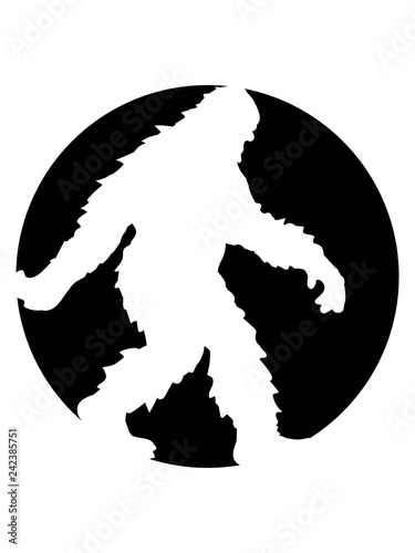 Quadro su tela kreis rund logo gehender laufender seitlich bigfoot silhouette comic yeti monste