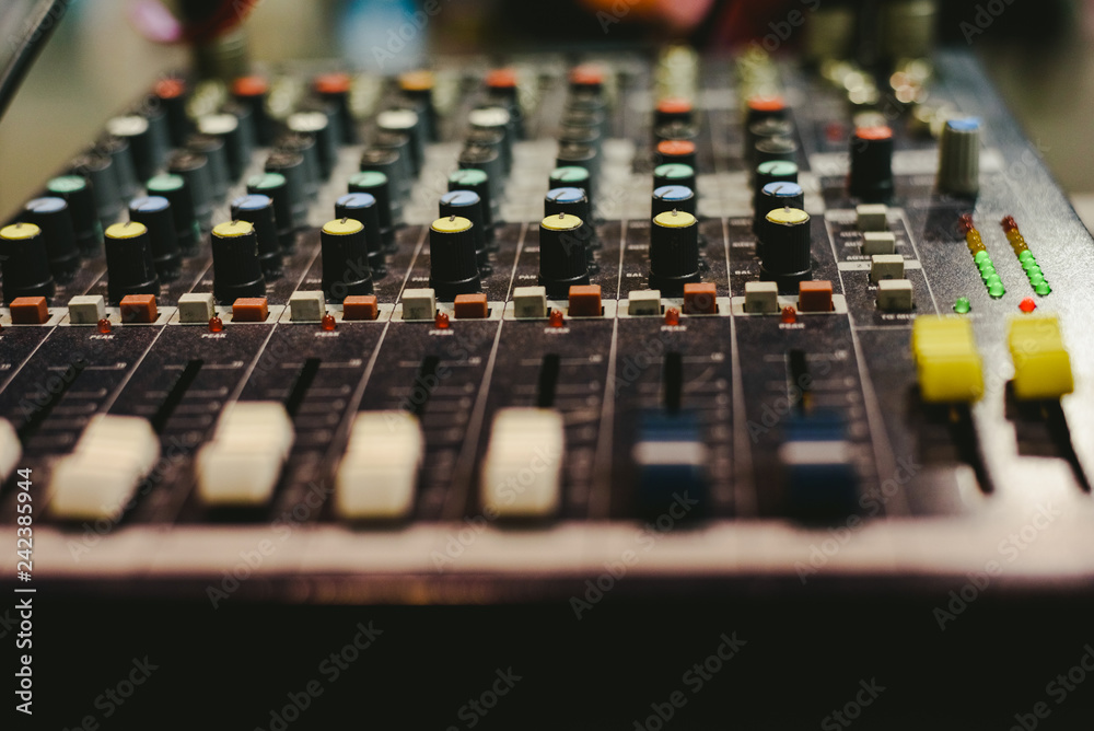 Audio mixer used by a DJ Audio mixer used by a DJ