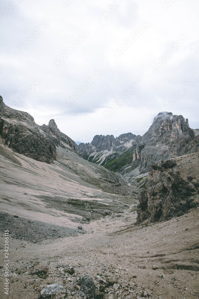 The beautiful cliffs of the Dolomites in Italy - Passo Principe, Passo Antermoia, Dolomiti
