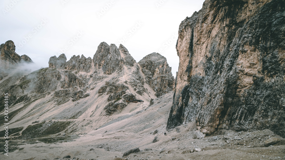 The beautiful cliffs of the Dolomites in Italy - Passo Principe, Passo Antermoia, Dolomiti