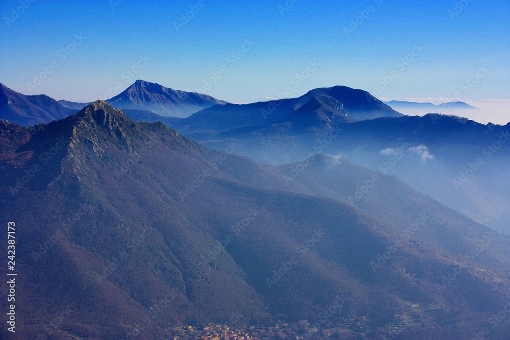 spectacular portrait of the tops of the mountains. the atmosphere is serene and wild