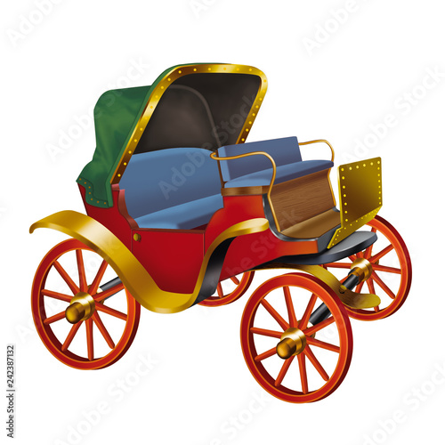 carrosse, calèche, carriole, transport, vieux, chariot, voiture, millésime, antique, roue, jouet, bleu,  vert,  doré, rouge , coloré, jolie, sympathique