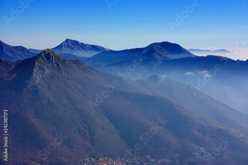 spectacular portrait of the tops of the mountains. the atmosphere is serene and wild