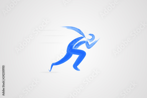 Runner Watercolor Logo Vector