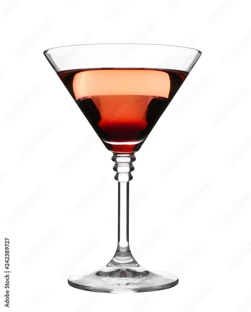Glass of martini cocktail on white background Glass of martini cocktail on white background