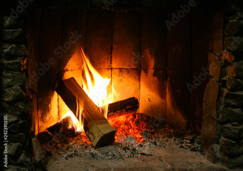 fire in the fireplace