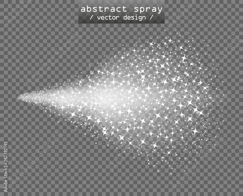 Abstract white spray with glitter. Elegant design template isolated on a transparent background.