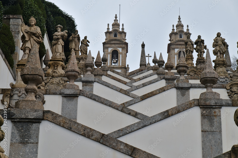 Stairs perspective in Bom Jesus de Braga. Braga, Portugal