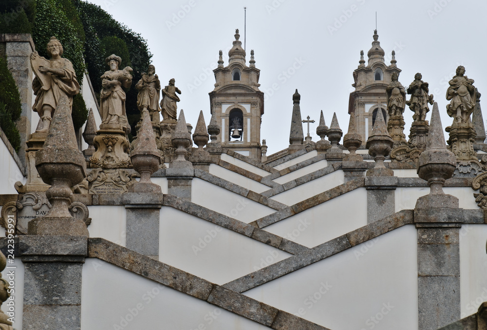 Stairs perspective in Bom Jesus de Braga. Braga, Portugal