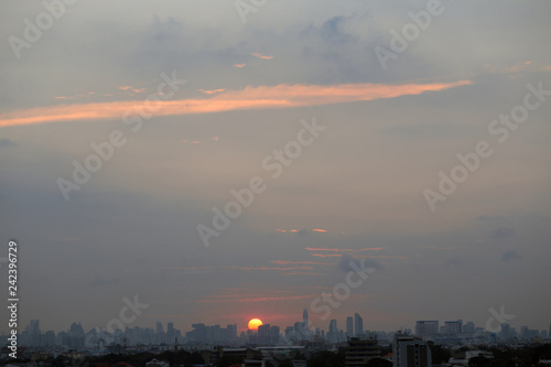 The twilight skyline of Bangkok, Thailand