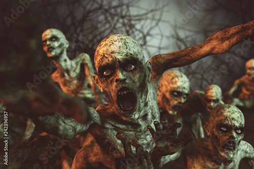 Zombies horror night,3d illustration
