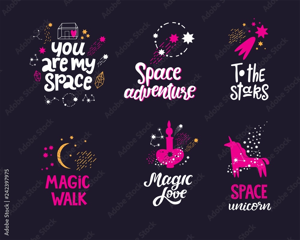 Space hand drawn lettering quotes Space hand drawn lettering quotes